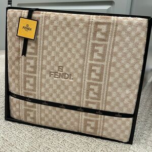 Fendi Zucca Throw Blanket in Box